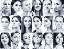 Stor collage av olika härliga kvinnor arkivfoto Stor collage av olika härliga kvinnor arkivfoto