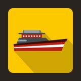 Stor powerboatsymbol, lägenhetstil stock illustrationer Stor powerboatsymbol, lägenhetstil stock illustrationer