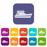 Stor powerboatsymbolsuppsättning royaltyfri illustrationer Stor powerboatsymbolsuppsättning royaltyfri illustrationer
