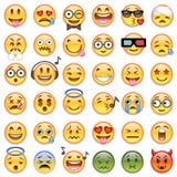 Stor uppsättning av 36 emojisemoticons royaltyfri illustrationer Stor uppsättning av 36 emojisemoticons royaltyfri illustrationer