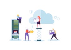 Storage technology de nuage Homme et femme travaillant ensemble partageant des dossiers de transfert des informations sur les don illustration de vecteur Storage technology de nuage Homme et femme travaillant ensemble partageant des dossiers de transfert des informations sur les don illustration de vecteur