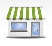 Storefront Awning In Green Royalty Free Stock Image