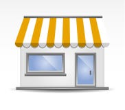 Storefront Awning In Yellow Stock Images