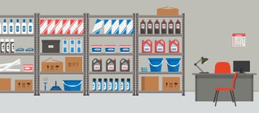 Storeroom. Workplace of the storekeeper vector illustration Storeroom. Workplace of the storekeeper vector illustration