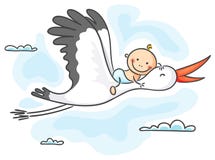 Stork Carrying A Baby Royalty Free Stock Photos Stork Carrying A Baby Royalty Free Stock Photos