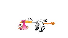 Stork Delivering a Newborn Baby Girl Cartoon Characters Stock Video - Video  of drawing, graphics: 193239515