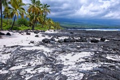Storm Clouds On A Lava Beach Royalty Free Stock Images Storm Clouds On A Lava Beach Royalty Free Stock Images