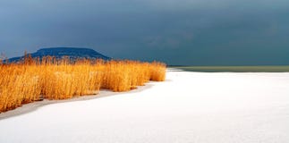 Storm is coming at Lake Balaton in winter stock photography Storm is coming at Lake Balaton in winter stock photography