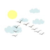 Stormo dell'uccello nel cielo illustrazione di stock Stormo dell'uccello nel cielo illustrazione di stock