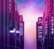 Straat van de nacht de Aziatische stad bij zonsondergang vector illustratie Straat van de nacht de Aziatische stad bij zonsondergang vector illustratie