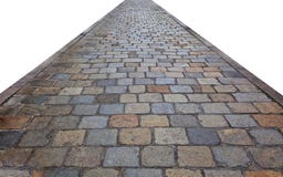 Straight Cobblestone Road Isolated On White Stock Photo Straight Cobblestone Road Isolated On White Stock Photo