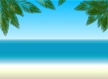 Strand-und Palmen Musikvektor mit Mann stock abbildung Strand-und Palmen Musikvektor mit Mann stock abbildung
