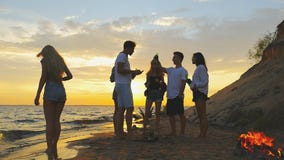 Strandfesttanzen Zeitlupeschießen stock footage Strandfesttanzen Zeitlupeschießen stock footage