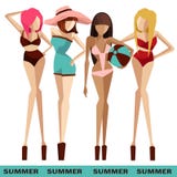 Strandmeisjes in bikinis stock illustratie Strandmeisjes in bikinis stock illustratie