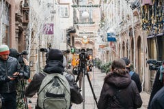 Strasburgo Francia dopo i attacchi terroristici al mercato di Natale fotografia stock libera da diritti Strasburgo Francia dopo i attacchi terroristici al mercato di Natale fotografia stock libera da diritti