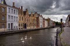 Straten van Brugge swans royalty-vrije stock fotografie Straten van Brugge swans royalty-vrije stock fotografie
