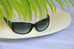 Straw hat and sunglasses. royalty free stock photos Straw hat and sunglasses. royalty free stock photos