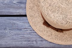 Straw hat, top view. stock photo Straw hat, top view. stock photo