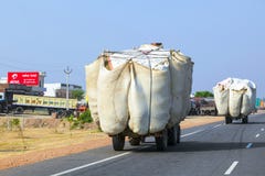 Straw Transport With Tractor On Country Road Royalty Free Stock Photo