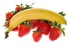 Strawberries and banana Royalty Free Stock Photography Strawberries and banana Royalty Free Stock Photography