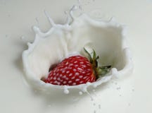 Strawberry In Milk Stock Image