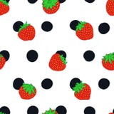 Strawberry and polka dot seamless vector pattern stock illustration Strawberry and polka dot seamless vector pattern stock illustration