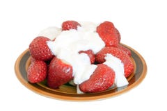 Strawberry With Sour Cream Stock Photos Strawberry With Sour Cream Stock Photos