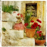 Straßen der griechischen Dörfer lizenzfreies stockfoto Straßen der griechischen Dörfer lizenzfreies stockfoto
