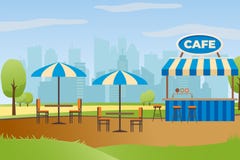 Straßen-Restaurant oder Bar im Stadt-Park-Vektor vektor abbildung Straßen-Restaurant oder Bar im Stadt-Park-Vektor vektor abbildung