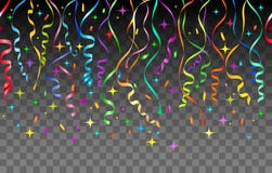Streamers and confetti transparent background