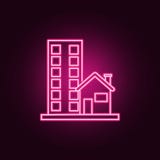 Street house neon icon. Elements of Real Estate set. Simple icon for websites, web design, mobile app, info graphics stock illustration Street house neon icon. Elements of Real Estate set. Simple icon for websites, web design, mobile app, info graphics stock illustration