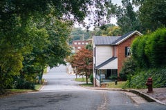 Street and houses in the Old Salem Historic District, in Winston stock photography Street and houses in the Old Salem Historic District, in Winston stock photography