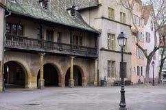 Street Lamp in front of an old building at Colmar France royalty free stock images Street Lamp in front of an old building at Colmar France royalty free stock images