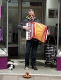 Street musician with his dog stock image Street musician with his dog stock image