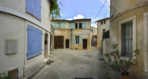 Street of old charming Arles city stock photo Street of old charming Arles city stock photo