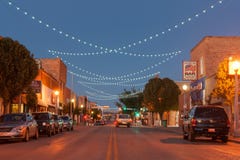 Street scene with decorative lighting Gallup New Mexico Route 66. stock photography Street scene with decorative lighting Gallup New Mexico Route 66. stock photography