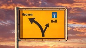 Street Sign to Heaven versus Hell