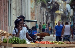 Streets of Havana - fruit vendor royalty free stock photography Streets of Havana - fruit vendor royalty free stock photography