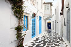 Streets Of Mykonos Island, Greece Royalty Free Stock Photos Streets Of Mykonos Island, Greece Royalty Free Stock Photos
