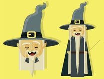 Stregone magico per la storia dei bambini ed il carattere di Halloween illustrazione vettoriale Stregone magico per la storia dei bambini ed il carattere di Halloween illustrazione vettoriale