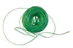 Streng van groene nylon draad op een witte achtergrond stock foto's Streng van groene nylon draad op een witte achtergrond stock foto's