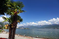 STRESA, ITALY - 11MAY, 2018 - summer scene Stresa, famous resort on the western shore of Maggiore Lake Stock Photography STRESA, ITALY - 11MAY, 2018 - summer scene Stresa, famous resort on the western shore of Maggiore Lake Stock Photography