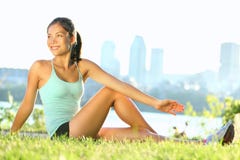 Stretching Woman In Outdoor Exercise Stock Images Stretching Woman In Outdoor Exercise Stock Images