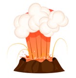 Strong Jet of Effluent Hot Lava, White Clouds Royalty Free Stock Photos Strong Jet of Effluent Hot Lava, White Clouds Royalty Free Stock Photos