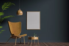 Struttura alta falsa del manifesto nell'interno scandinavo di stile Interior design minimalista illustrazione 3D illustrazione di stock Struttura alta falsa del manifesto nell'interno scandinavo di stile Interior design minimalista illustrazione 3D illustrazione di stock