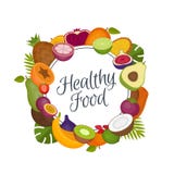 Struttura di frutti tropicali Alimento sano Alimento biologico Stile piano, v royalty illustrazione gratis Struttura di frutti tropicali Alimento sano Alimento biologico Stile piano, v royalty illustrazione gratis