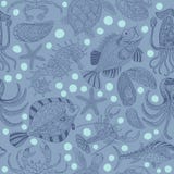 Struttura senza cuciture dei frutti di mare Fondo di vettore royalty illustrazione gratis Struttura senza cuciture dei frutti di mare Fondo di vettore royalty illustrazione gratis