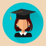 Studencka dziewczyna, mieszkanie styl, piękna wektorowa ikona, avatar, ilustracji Studencka dziewczyna, mieszkanie styl, piękna wektorowa ikona, avatar, ilustracji