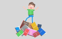 Studencka pozycja na stosie książki 3d illustratiion ilustracji Studencka pozycja na stosie książki 3d illustratiion ilustracji