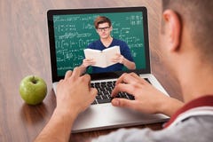 Student Attending Online Math S Lecture On Laptop Stock Images Student Attending Online Math S Lecture On Laptop Stock Images